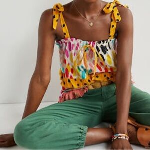 Anthropologie Conditions Apply Multicolored Tie Strap Cami XL